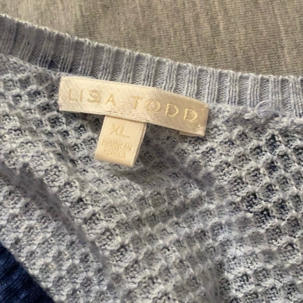 Lisa Todd Navy and White V-Neck Sweater - Picture 6 of 6